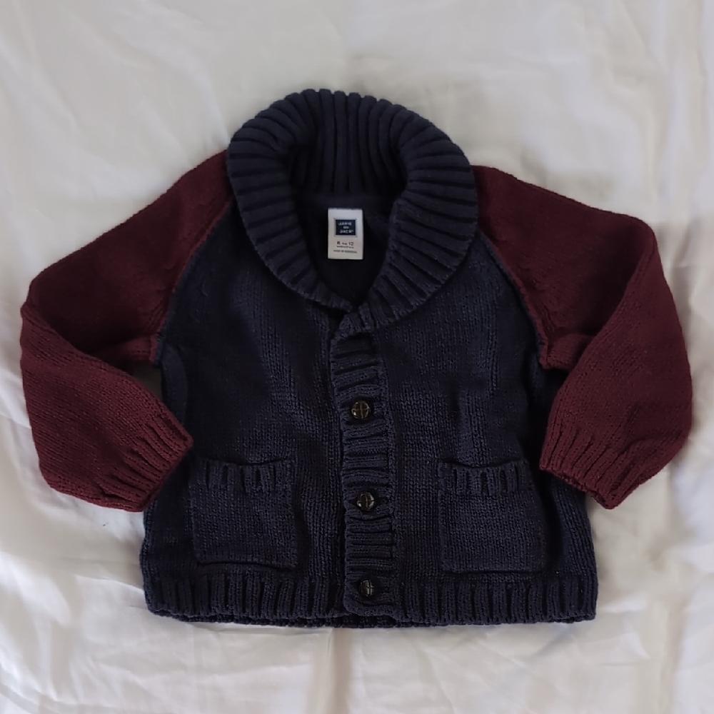 Janie and Jack Navy and Burgundy Kids Sweater